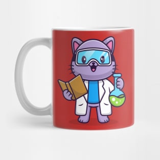 Cute Cat Scientist Cartoon Mug